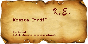 Koszta Ernő névjegykártya